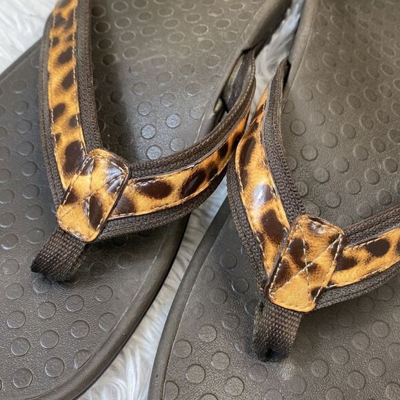 Vionic High Tide Flip Flop Sandal Wedge Leopard Print Sz 10 - Picture 3 of 11